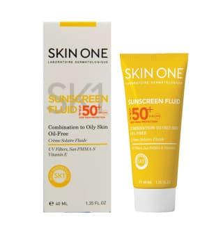 فلوئید ضدآفتاب بی‌رنگ اسکین وان SPF50 مدل Combination حجم ۴۰ میلی‌لیتر